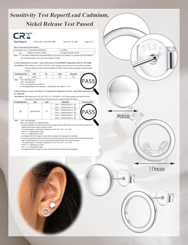 Adramata 925 Rondes En Argent Pour Femmes Boucles d'Oreilles, Boucles d'Oreilles Cercle De 10mm Plates De 8mm Petites Bo