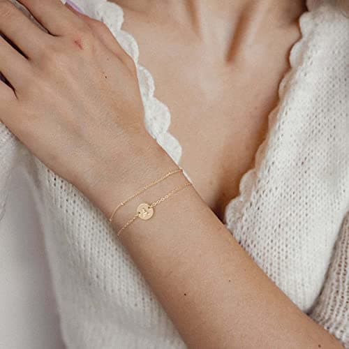 Jewlure Orifl Seam Josefunk: Bracelet Orifl Seam Femme 14K Or Noble Initial Émailé, 26 Lettres Rondes, Accessoire Offert