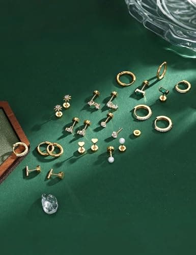 Adramata Acier Inoxydable Or Argent Boucles d'Oreilles Femme Hypoallergéniques Helix Piercing Creoles Petites Boucle d'O