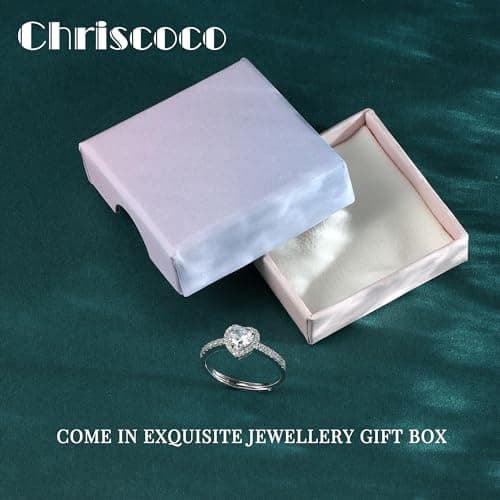 Bague Femme Or Argent 925 Reglable Coeur Zircone Cubique Boîte Bijoux