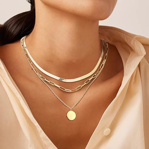Collier femme acier inoxydable plaqué or 14K réglable et empilable Adramata