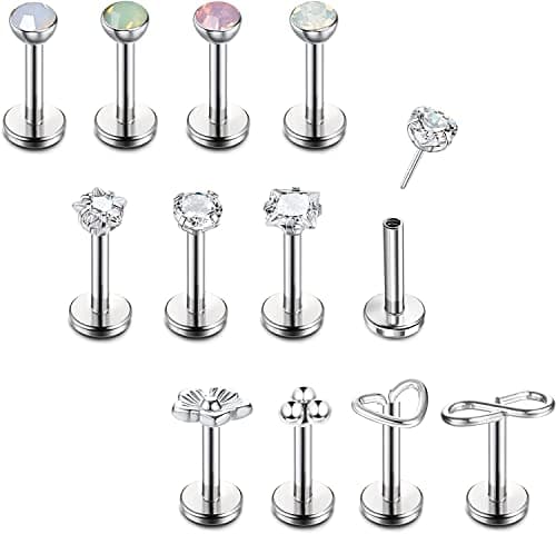 Adramata Piercings 16G Acier Inoxydable pour Femmes Hommes Corps Piercingsbijoux Monroe Goujons à Lèvres Tragus Helix Co