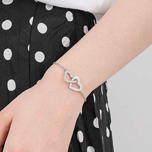 Bracelet Personnalisé Argent Gravé Nom Simulé Pierre de Naissance Chaîne Ajustable Cadeau Mère Anniversaire Fête des Mèr