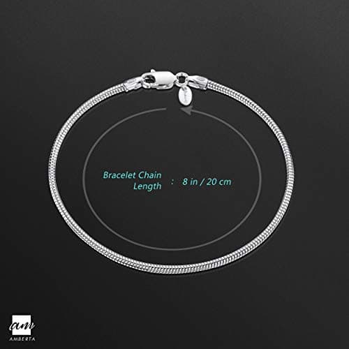 Amberta Bijoux - Bracelet en argent 925 - Chaîne maille serpent - Largeur 1,9 mm - Longueur 18/19/20 cm - AccessoireMode