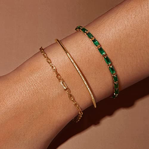 KissYan Bracelet en Or Galvanisé 14K Cubique Zirconia Femmes Accessoire Jouets Patron Classique Chic Événements Fête
