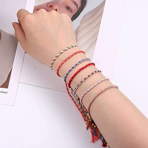 Adramata 35 Pcs Bracelets Tressés Enroulés pour Femme et Homme Colorés Été Plage Fête Bohèmes Recycled Standard 100