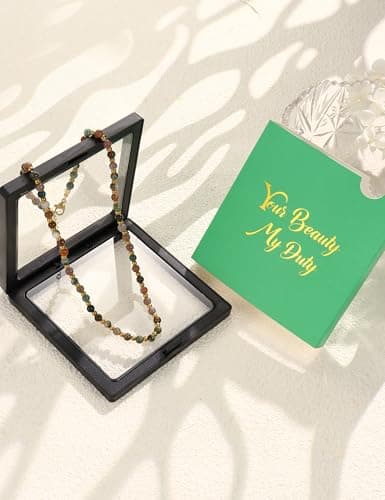 Adramata Pierre Naturelle Femme Collier Boho Ajustable Plaqué Or 5mm