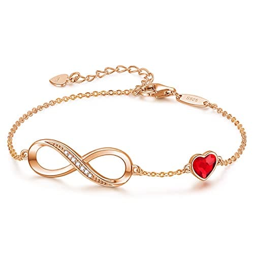 Bracelet LOUISA SECRET Femme Argent 925 Infini Noël Anniversaire Maman — Or rose + rouge