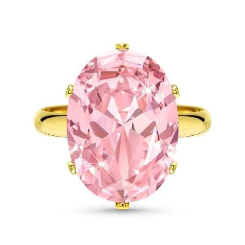 Linawe Bague Ajustable en Diamant Synthétique Moissanite pour Femme, Grande Bague en Cuivre en Trois Nuances d'Or, Or Ro — Or jaune,Octobre