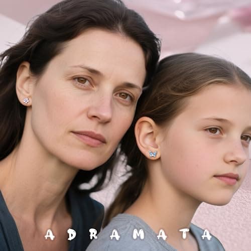 Adramata Boucles d'Oreilles Argent 925 Fille et Femme Hypoallergéniques Boucles d'Oreilles Fleur Coeur Papillon avec Des