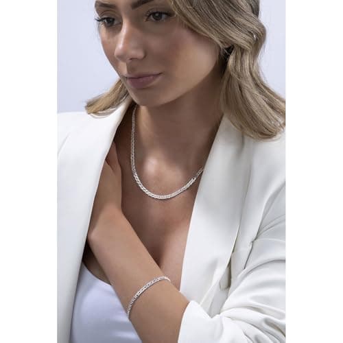 MATERIA by Matthias Wagner SA-136 Bracelet en argent 925 à double chaîne gourmette 3,9 mm pour femme