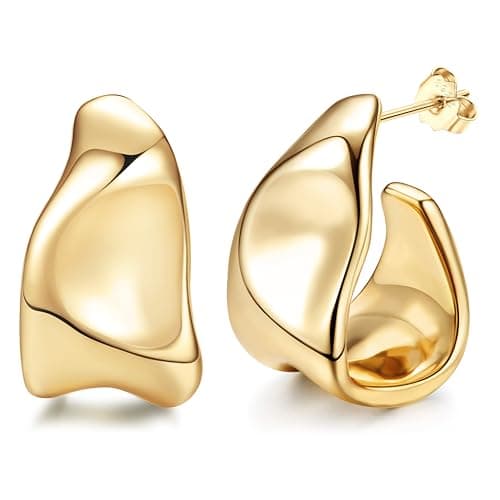 Adramata Boucles d'Oreilles Or Femme Grosses Boucles d'Oreille Argent 925 Plaquées Or 14 Carats Recycled Standard 100
Ad