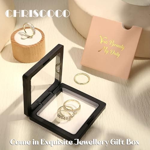 Chriscoco Or Bague Femme 14K Plaqué Zircone Cubique Lot 4 Pc with Presentation Box