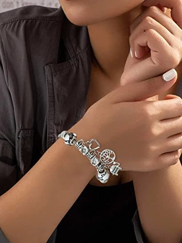 Bracelet Yean argent perles d'arbre women and girls chaîne breloques pour accessoires casually-worn trendy-design 8mm