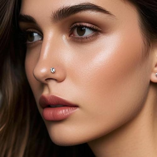 LOCCY Piercings Nez en Acier Inoxydable Bijoux pour Femmes et Hommes - Anneau de Nez 21-30 Pièces 20G Or Argent CZ L/Vis
