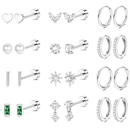 Adramata Acier Inoxydable Or Argent Boucles d'Oreilles Femme Hypoallergéniques Helix Piercing Creoles Petites Boucle d'O — Argent