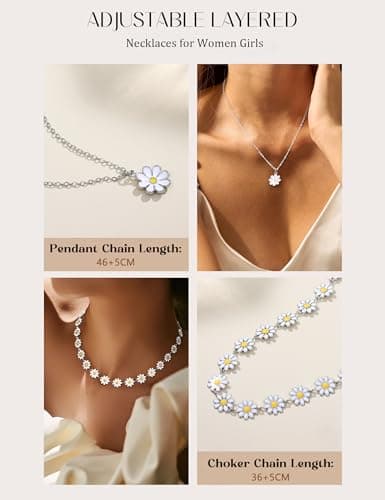 Adramata Plaqué Or 16K Collier Ras de Cou Réglable Femmes Colliers Or Perle/Croix/Fleur/Cœur Femmes Collier Argent Femme