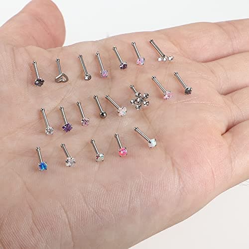 Adramata Clous de Nez en Chirurgical Multicolore pour Femmes et Hommes |bijoux de piercing nez | Recycled Claim Standard