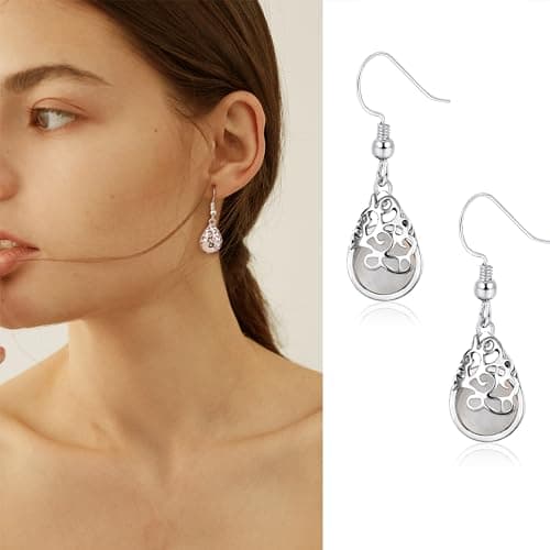 Adramata 12 Paires Boucles d'Oreilles Femme Mode Vintage Acier Inoxydable Pierre de Lune Fantaisie Boho CadeauZW