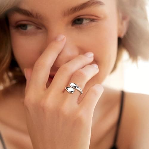 Bague en argent 925 Chunky pour femmes - Régulables et ouvertes