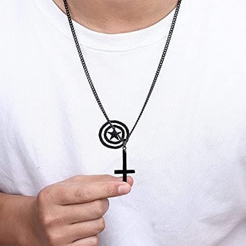 Collier Adramata Inverse en Acier Inoxydable 24 Pouces Hommes Femmes Religieux Recyclé Longue Chaîne Reglable 100 Standa