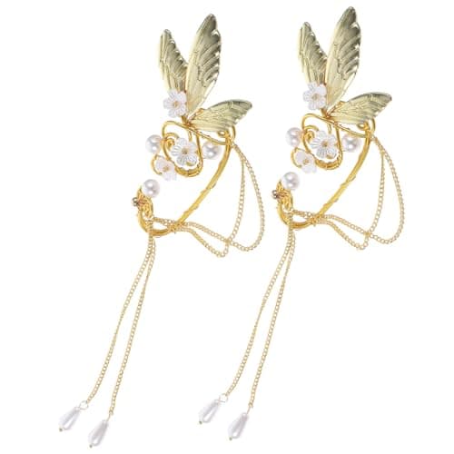 IBASENICE Boucles Oreilles Femme 2 Pièces Clip Longues Métalliques Légères Élégantes pour Fête et Usage Quotidien