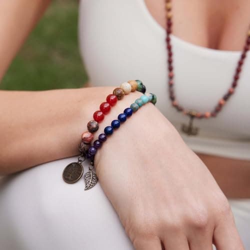Parfum Bracelet Chakra En Pierre Naturelle - Bracelet Perles Naturelles Pour Femme - Ensemble De Deux Bracelets Avec Acc