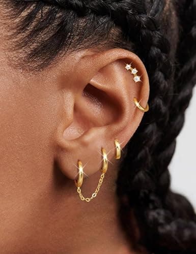 Adramata Boucles d'Oreilles Argent Plaquées Or 14 Carats pour Femme Hypoallergéniques Boucles d'Oreille Piercing Tragus