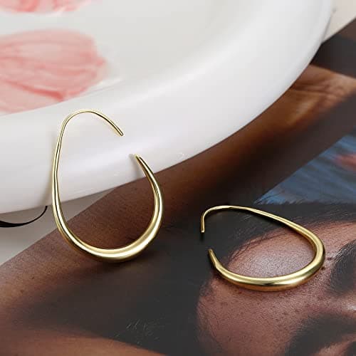 Adramata Boucles d'oreilles Plaqué Or 14k pour Femmes Cadeau Recycled | Style Créole Larme Feminin 100 Standard