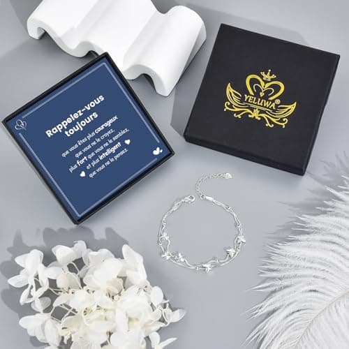 Bracelet argent 925 YELUWA pour Femme, Réglable en Couches et decorated avec Papillon, Idéal en Cadeau d'Anniversaire po