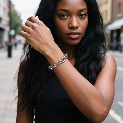 ALEXCRAFT Bracelet Argentée Femme Hypoallergénique, Épais et Hip Hop, Cadeau Idéal pour Femmes et Filles
ALEXCRAFT Brace