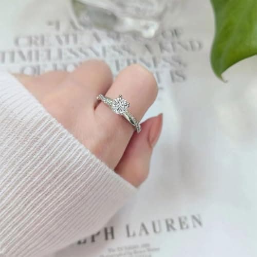 JEYORZY Bague Argent Femme Reglable, Alliance et Bague de Fiancailles, pour Femme en Zircone Cubique, Cadeau de Bijoux S