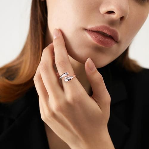 AlexCraft Bague Femme Or/Hypoallergéniques Épais Ajustable 14K Plaqué, Bague Empilables Goutte d'Eau Chunky pour Femme