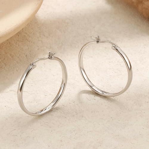 Adramata Boucles d'Oreilles Créoles Argent 14 Carats Plaquées Or Hypoallergéniques pour Femme et Homme  
Adramata Boucle