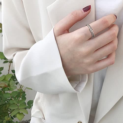 JeweBella Bagues Femme Élégantes en Argent 925 et OrRose, Bague Reglable Zircone Cubique Amiée Fiançailles Mariage Conso