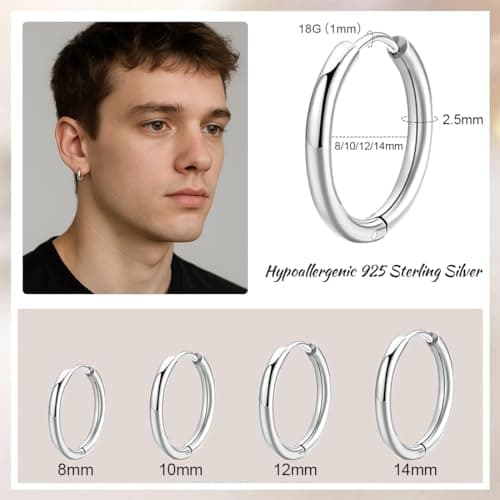 Clyhon 4 Paires Acier Inoxydable Boucles d’Oreilles Anneau Homme Femme Boucles d Oreilles Créole, Grande Référence en Ac