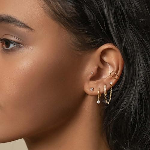 Adramata Boucles d'Oreilles Argent 925 Plaquées Or 14 Carats pour Femme Silicone Recycled Standard 100 Silicone