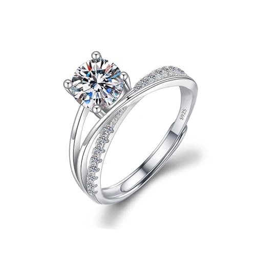 TOEECY Bague Femme Argent 925 Sterling Zircone Cubique Moissanite Épouse Anniversaire Fiançailles Promesse — Argent#5