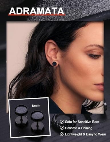 Adramata Piercings Acier Inoxydable Boucles d'Oreilles pour Viking Homme 10 Paire 10mm Cartilage Tragus Recycled Claim S