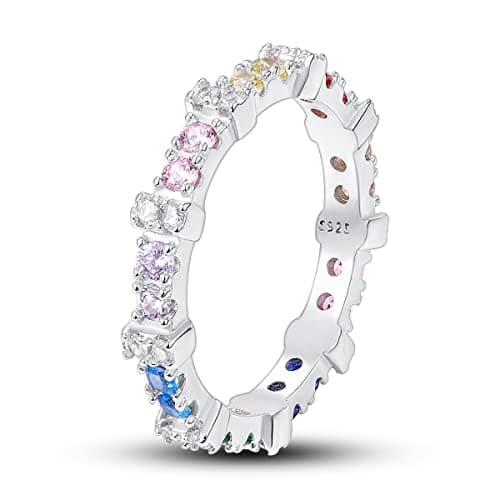 NARMO 925 argent sterling bijou lunaire étoile anneau mauvais oeil coloré zircone cubique femme vintage déclaration tail — Colorful Cz