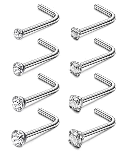 Titane Percing Au Nez Adramata G23 Homme Femme, Anneaux Nez 1,5 mm 2 mm 3 mm Piercing Bijoux Recyclés Standard — En forme de L