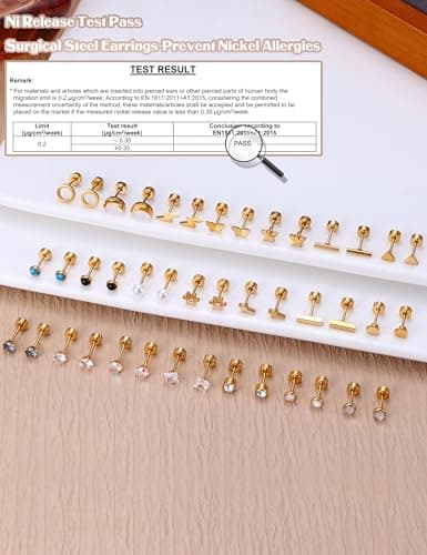 Boucles d'Oreilles à Vis 20G Acier Inoxydable Adramata 21 Paires