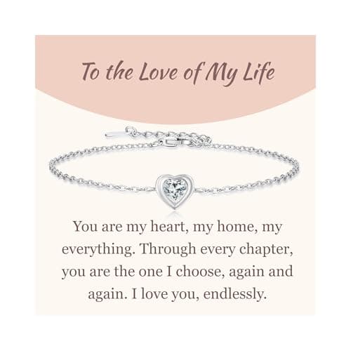 Bracelet Argent 925 GAVU pour Femme, Coeur avec Pierre Zirconia Cubique, Accessoire de Mode pour Femme, Taille Unique