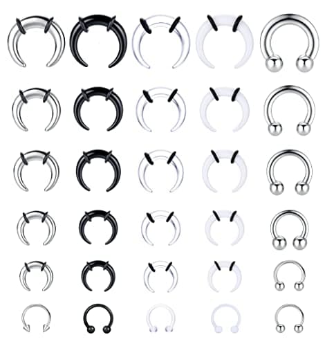 Adramata 30 Pièces Fer à Cheval Septum PiercingAnneaux Set Standard 100