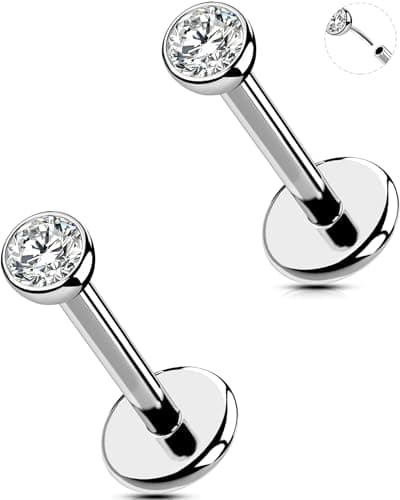 OUFER Perçage Auricolaire Sans Filetage pour Femme - 18G/20G 2PCS Anneaux Transparent 316L Acier Inoxydable Piercing Nez — 2PCS 2.5mm CZ