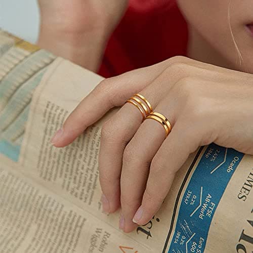 Bague en Acier Inoxydable Empilable Adramata pour Femmes Recycled Set