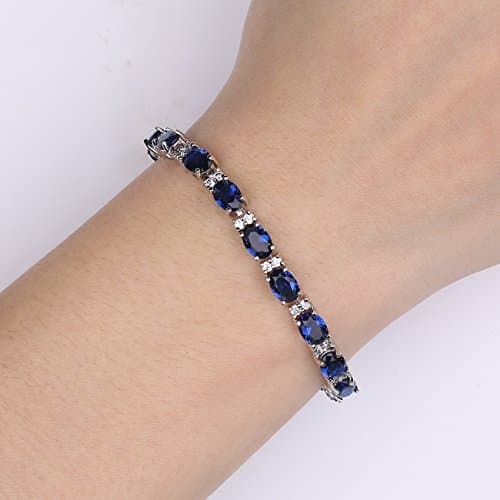 Bracelet GULICX Femme Saphir Cristal Amethyst Oxyde de Zirconium Pour Femme Oxyde de Zirconium Bleu Coupe Romain