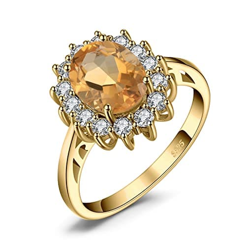 JewelryPalace Diana Princesse Améthyste Péridot Grenat Citrine Topaze Bague Argent 925 Or Jaune Or Rose Vintage Parure d — 4-2 Jaune Citrine Bague Plaqué Jaune Or