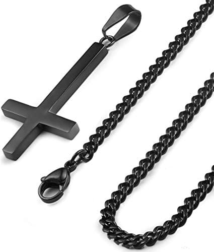 Collier Adramata Inverse en Acier Inoxydable 24 Pouces Hommes Femmes Religieux Recyclé Longue Chaîne Reglable 100 Standa