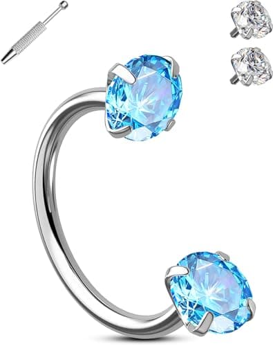 Anneaux de nez OUFER 20 g/18 g - En acier chirurgical 316L - Pour lèvre, sourcil, hélix, daith, oreille - Bijoux de pier — steel